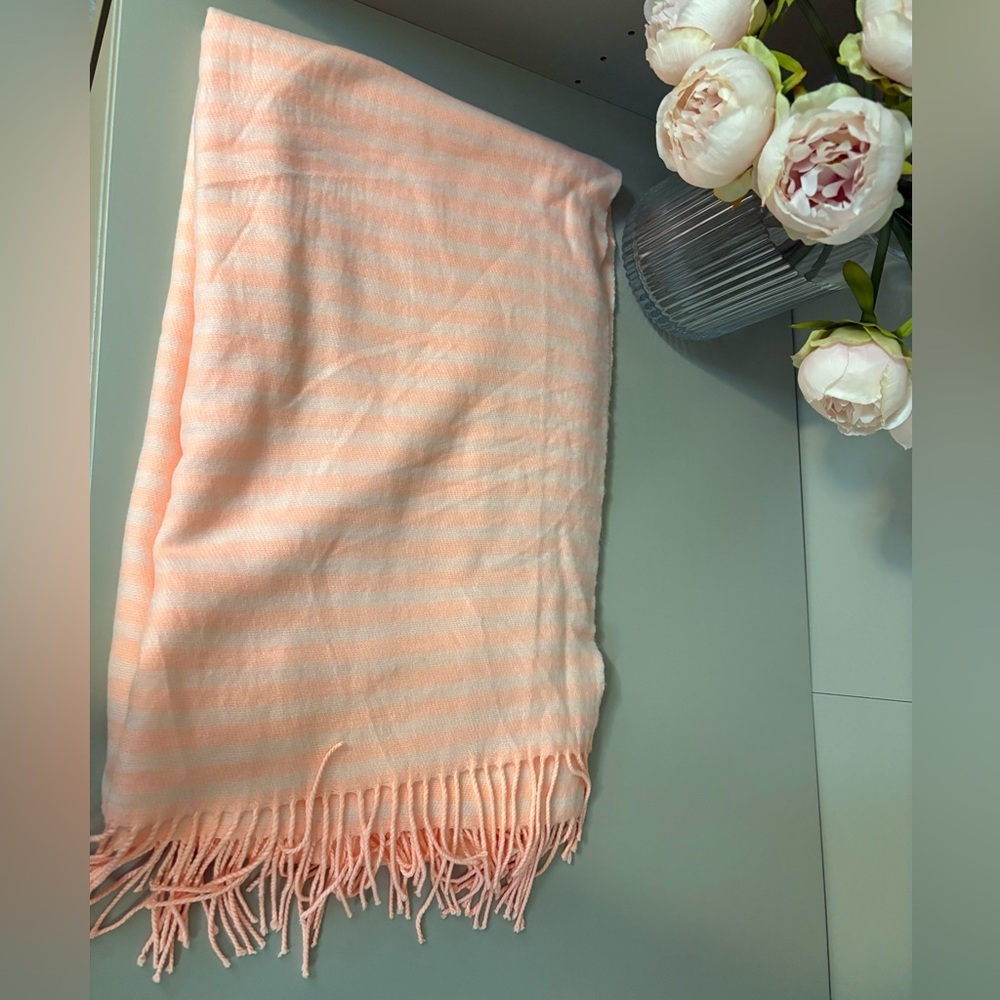 GAP Peach Stripped Fringe Scarf